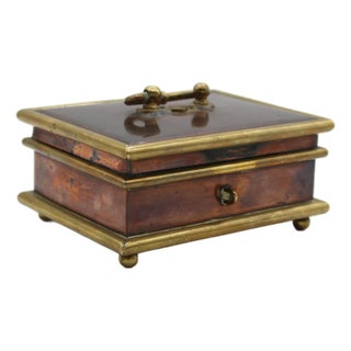 Circa 1800-1820 English Copper & Brass Jewelry Casket Box For Sale