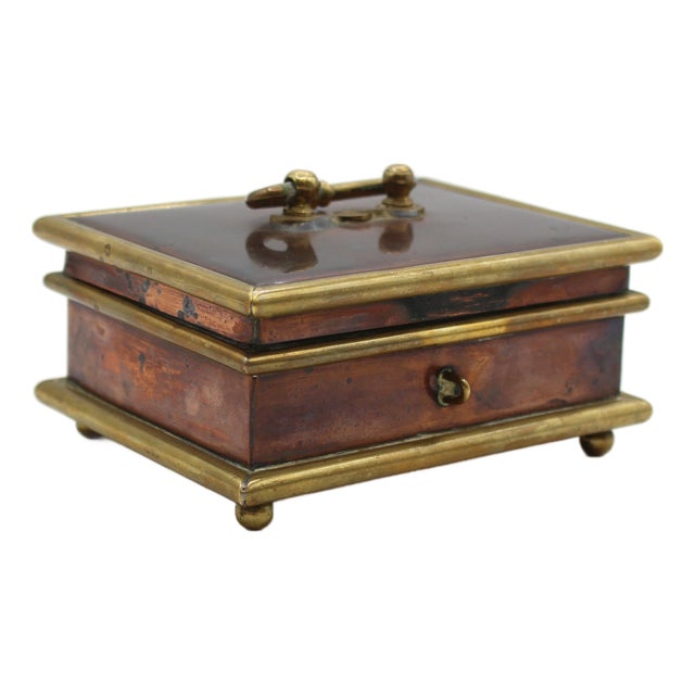 Circa 1800-1820 English Copper & Brass Jewelry Casket Box For Sale