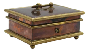 Circa 1800-1820 English Copper & Brass Jewelry Casket Box