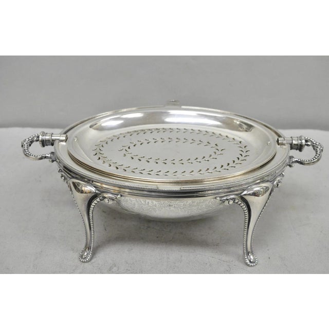 Antique Elkington & Co English Silver Plated Chafing Dish Revolving Dome Warmer For Sale In Philadelphia - Image 6 of 18