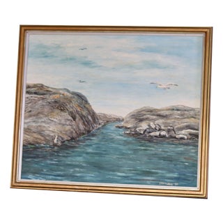 E Alveskog, Swedish Seascape, 1960s, Oil on Panel For Sale