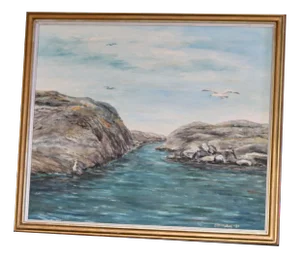 E Alveskog, Swedish Seascape, 1960s, Oil on Panel