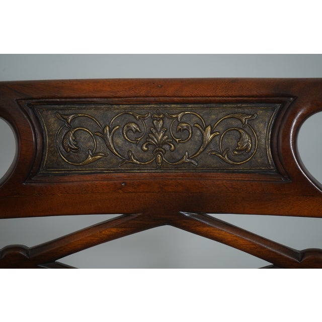 Theodore Alexander Regency Mahogany Brass Inlaid Cane Seat Bench For Sale - Image 16 of 18