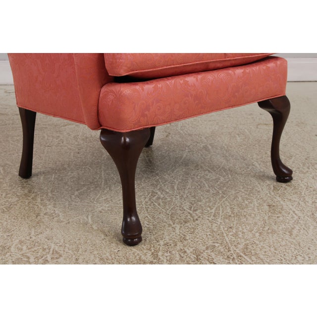 Hancock & Moore Damask Upholstered Wing Chair For Sale - Image 11 of 14