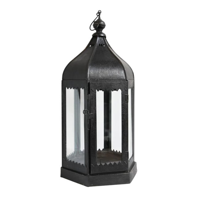 Moorish Black Iron Lantern Small For Sale