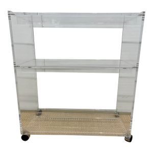 Vintage Heavy Lucite Bar Cart on Wheels