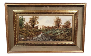 Favelli Flavio, Animated Landscape, 1800s, Oil on Panel, Framed