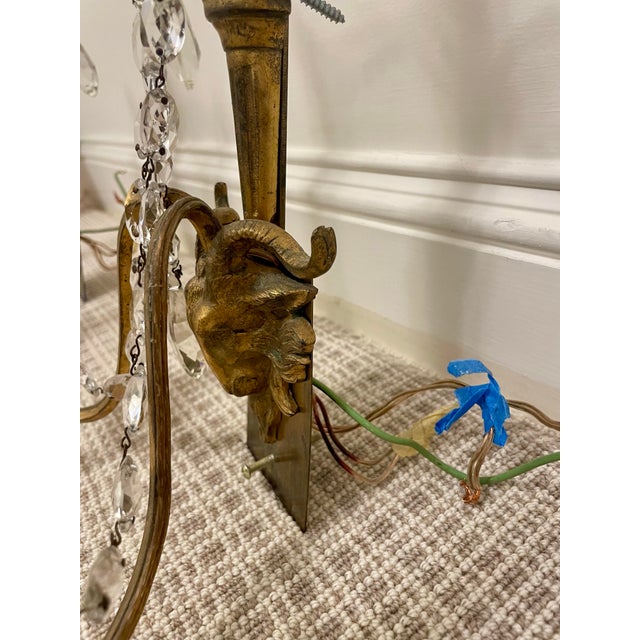 Pair of Antique Swedish Gustavian Gilt Bronze Rams Head Wall Sconces For Sale - Image 10 of 11