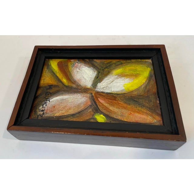 Mid 20th Century Signed Original Petite Floral Painting on Board For Sale - Image 5 of 6