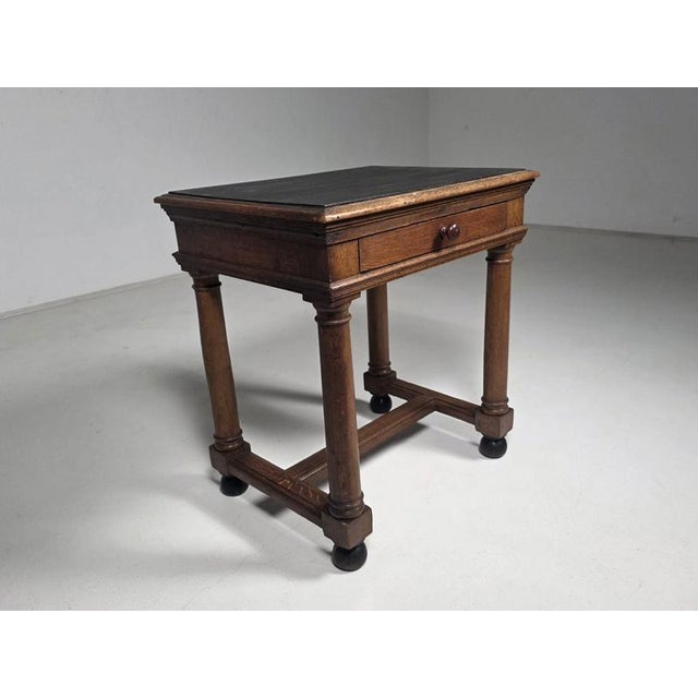 Black Dutch Amsterdam School Solid Oak Side Table, 1930s For Sale - Image 8 of 8