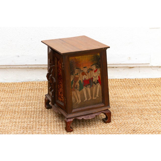 Wood Small Mid-20th Century Hand Painted Thai Cabinet For Sale - Image 7 of 9