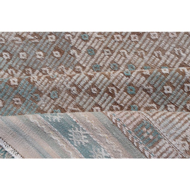 Vintage Turkish Embroidered Flat-Weave Rug With Geometric Design For Sale - Image 12 of 13