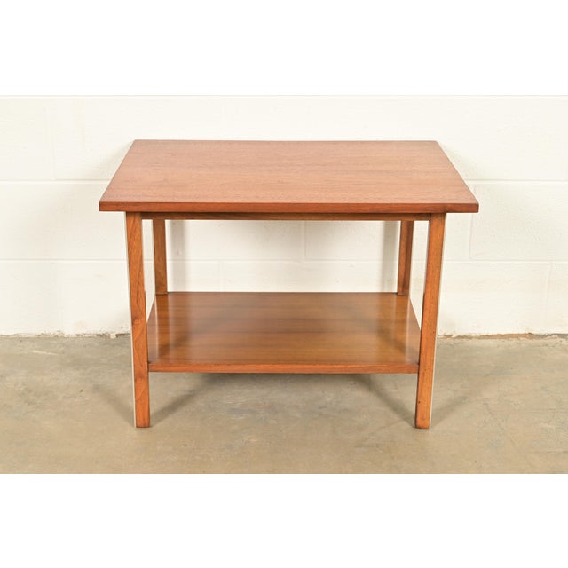 A gorgeous Mid-Century Modern two-tier tea table, side table, or nightstand By Paul McCobb for Calvin Furniture, "Linear...