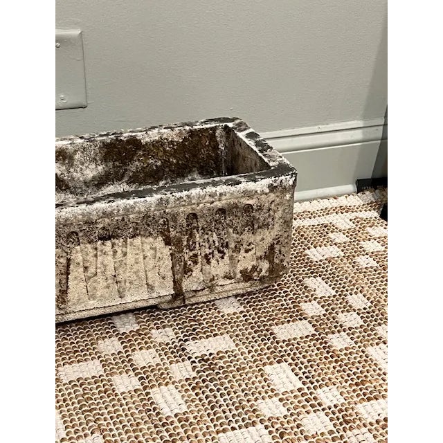 Rustic European French Vintage Concrete Rectangle Planter For Sale - Image 3 of 6