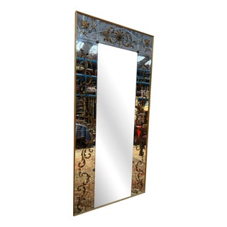 Venetian Art Nouveau Style Intermediate Mirror in Gilded Brass, 1960s For Sale