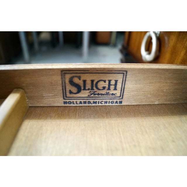 1960’s Hollywood Regency Leather & Brass Trim Writing Desk by Sligh Furniture For Sale - Image 12 of 12