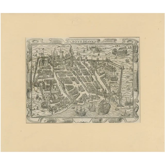 Braun & Hogenberg, Bordeaux City View, Original Woodcut, 1575 For Sale