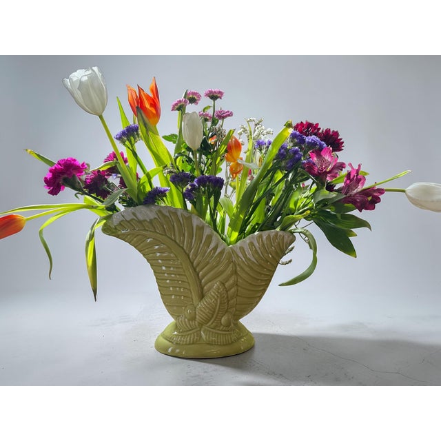 Royal Haeger Vintage Mid-Century Modern Drip Glaze Ceramic Leaf Green Vase For Sale - Image 4 of 13