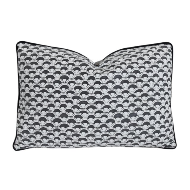 Gray Designer Italian Mariano Fortuny Papiro Feather/Down Pillow For Sale - Image 8 of 8