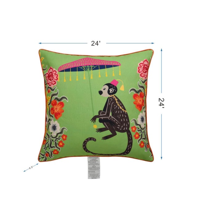 Green Monkey & Leopard 24" Down Pillow For Sale In Chicago - Image 6 of 6