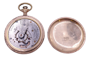 Savonette Pocket Watch in 14k Gold, Porcelain and Crystal from American Waltham Watch Co., USA, 1900s