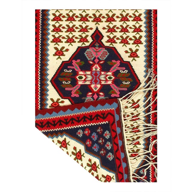 Traditional Pasargad DC Vintage Multi Color Fine Hand Woven Kilim Sneh Rug For Sale - Image 3 of 3