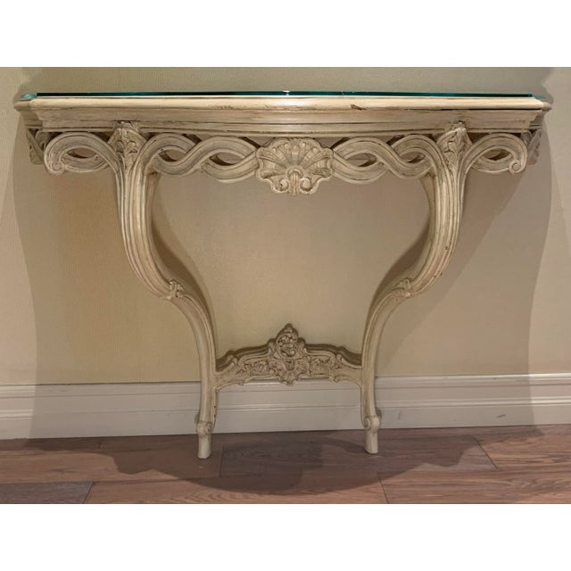 Mid 20th Century Vintage French Carved Wood Wall Console Table For Sale - Image 12 of 12
