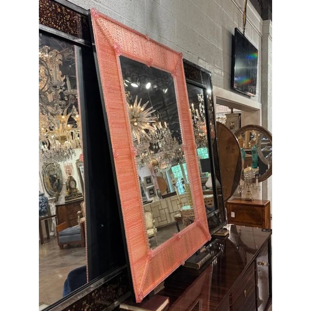 Modern Modern Pink Twist Murano Glass Mirror For Sale - Image 3 of 6