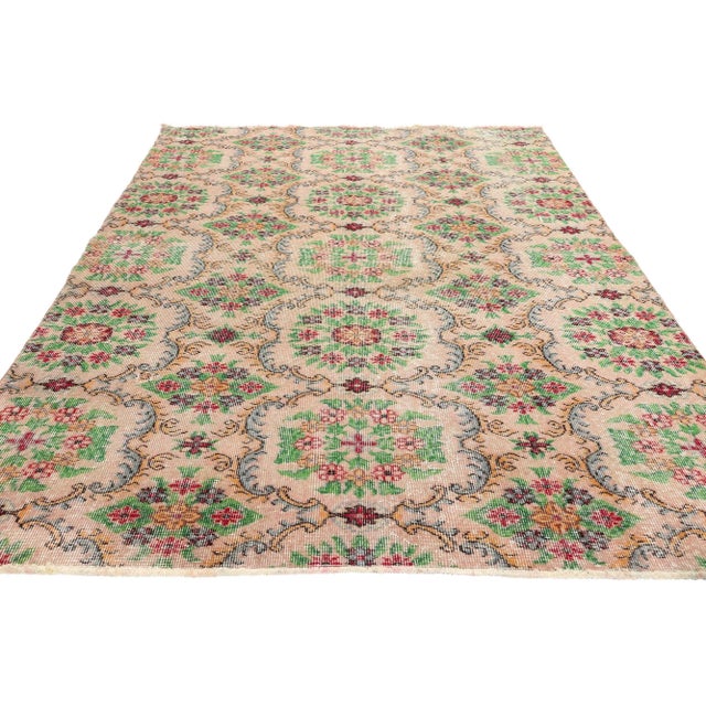 French Provincial Vintage Turkish Sivas Rug - 05'00 x 06'07 For Sale - Image 3 of 9