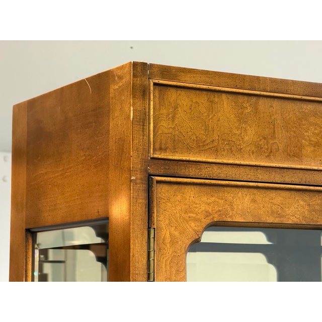 Wood Campaign Style Curio Display Vintage Cabinets, Pair For Sale - Image 7 of 12