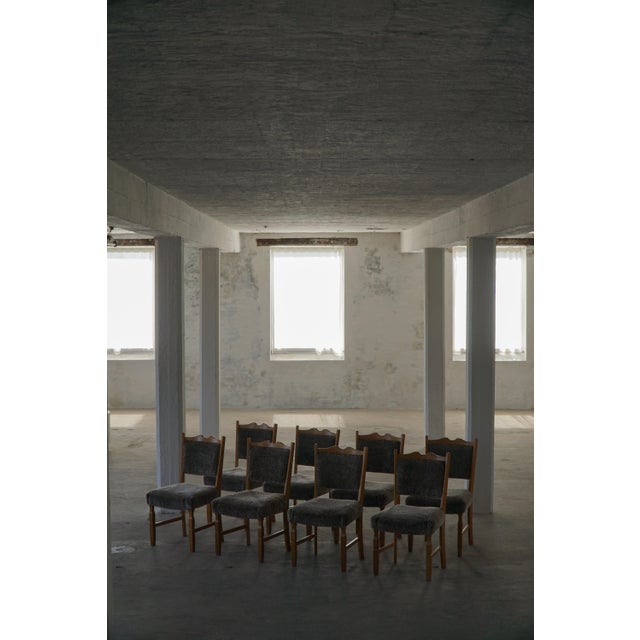 Vintage Danish Modern Dining Chairs in Oak and Lambswool by Henning Kjærnulf, 1960s, Set of 8 For Sale - Image 10 of 18