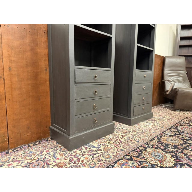 Black English Black Teak Bookcases, Set of 2 For Sale - Image 8 of 16