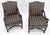 Late 20th Century Pair of Carved Bases & Arms Striped Upholstery Fire Side Arm Lounge Chairs MINT! For Sale - Image 5 of 18