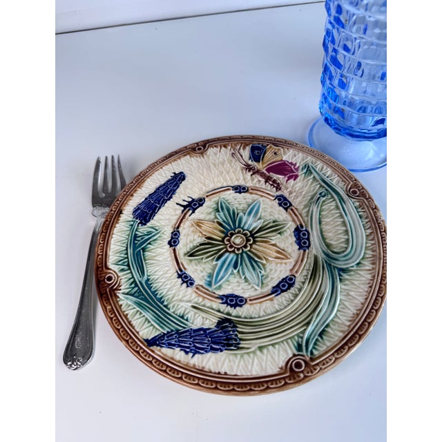 Ceramic French Majolica Butterfly Plate For Sale - Image 7 of 7