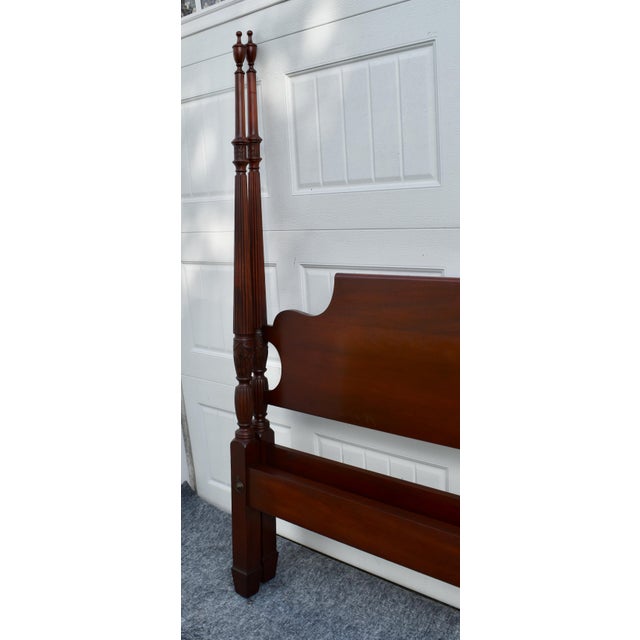 Vintage (1980's) Full Size Bed has a Chippendale Style. Reddish Brown Finish. The Wood is Solid Mahogany with Carved...