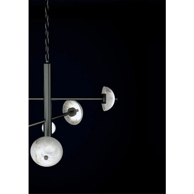 Apollo Brushed Black Metal Pendant Lamp by Alabastro Italiano For Sale - Image 4 of 6