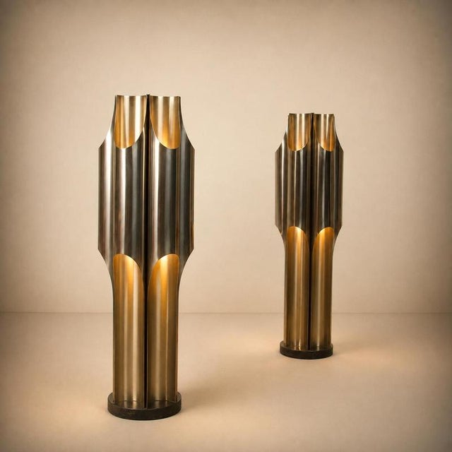 Maison Charles Large Model 2393 Orgue Lamps by Maison Charles, France, 1970, Set of 2 For Sale - Image 4 of 11
