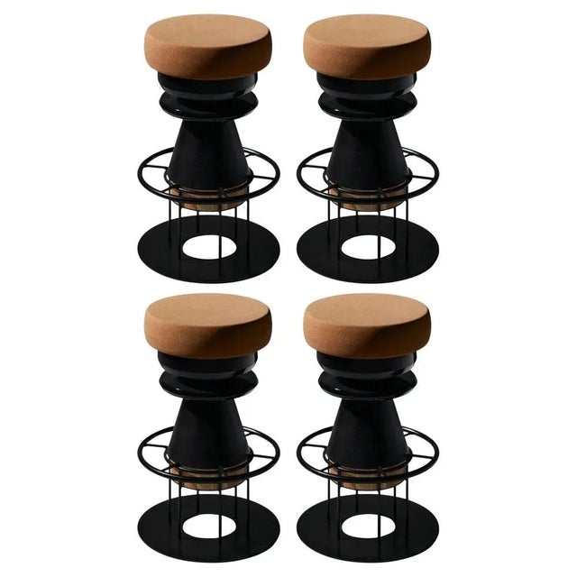 Black Medium Black Tembo Stool by Note Design Studio, Set of 4 For Sale - Image 8 of 8
