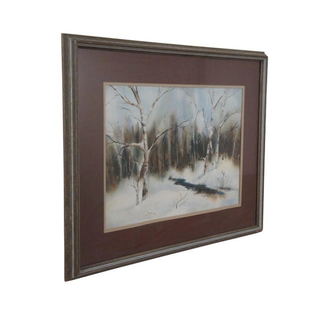 Folk Art 1975 Vintage Watercolor Landscape Painting December Morning by Sean Toomey 27" For Sale - Image 3 of 11