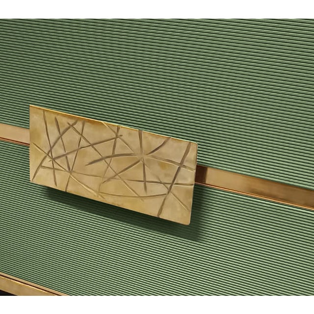 Gold Italian Birch Sideboard in Light Green with Grisinato Glass Doors from Justfurnituress SRL For Sale - Image 8 of 9