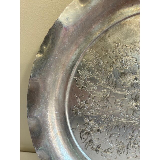 Vintage Federal Silver Co. Hand-Wrought Aluminum Floral Tray For Sale - Image 10 of 12
