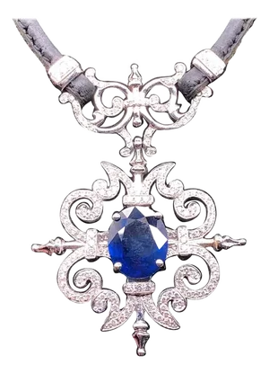 Paul Morelli Garden Gate Sapphire on Leather Necklace in White Gold