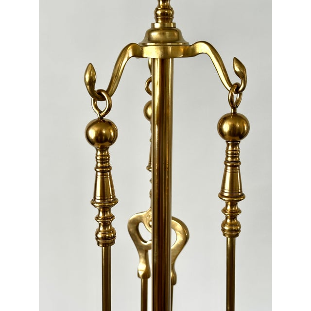 1980s Set of Federal Style Solid Brass Fireplace Piece Tools For Sale In Cincinnati - Image 6 of 14