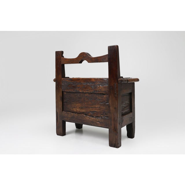 Antique French Wooden Stool with Storage For Sale - Image 12 of 13