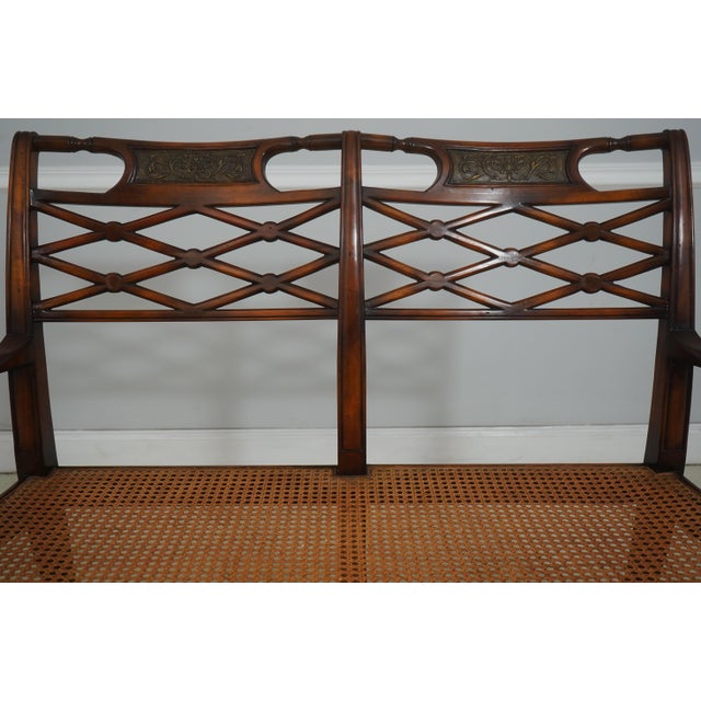 Theodore Alexander Theodore Alexander Regency Mahogany Brass Inlaid Cane Seat Bench For Sale - Image 4 of 18