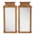 Pair of Mid 20th Century Regency Revival Burl Walnut Pier Mirrors With Brass Neoclassical Ornament For Sale