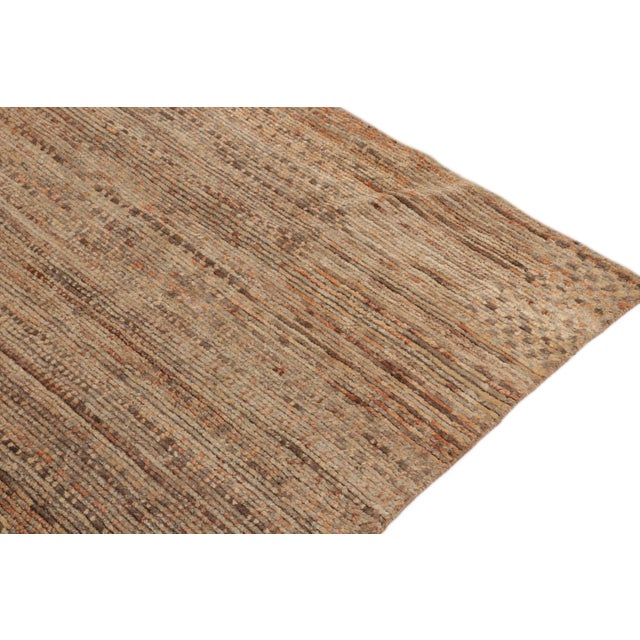 2010s Rug & Kilim’s Modern Textural Rug in Beige-Brown and Orange Striae Patterns For Sale - Image 5 of 7