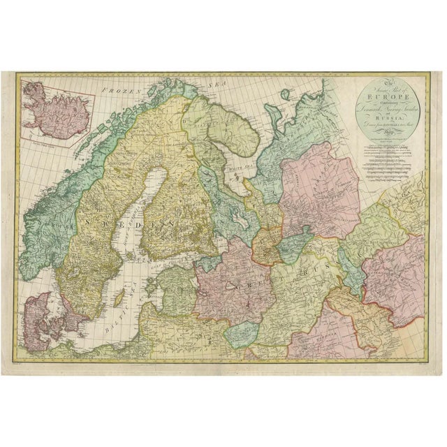 Historical Map of Northern Europe and Russia, 1788 For Sale