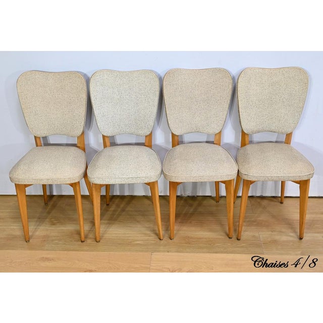 Vintage Beech and Faux Leather Chairs, 1960, Set of 8 For Sale - Image 4 of 18