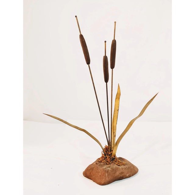 Vintage Brass Cattails Mid Century Rock Decor For Sale - Image 11 of 11